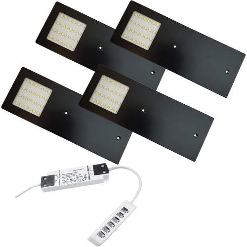 (4 Lights & Driver) MATT BLACK Slim Under Cabinet Kitchen Light & Driver Kit - Natural White LED on OnBuy