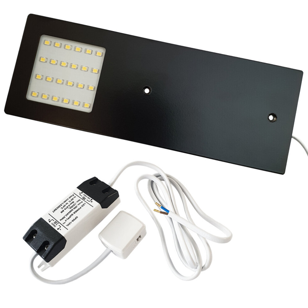 (1 Light & Driver) MATT BLACK Slim Under Cabinet Kitchen Light & Driver Kit - Natural White LED
