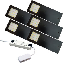 (5 Lights & Drivier) MATT BLACK Slim Under Cabinet Kitchen Light & Driver Kit - Natural White LED
