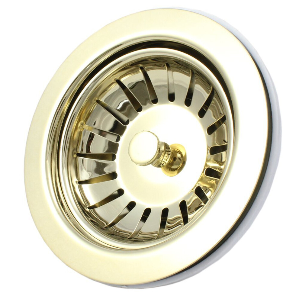 Photos - Tap Hidden Part FNX Bathrooms Moss & Britten Traditional Kitchen Sink Basket Strainer Waste Gold 