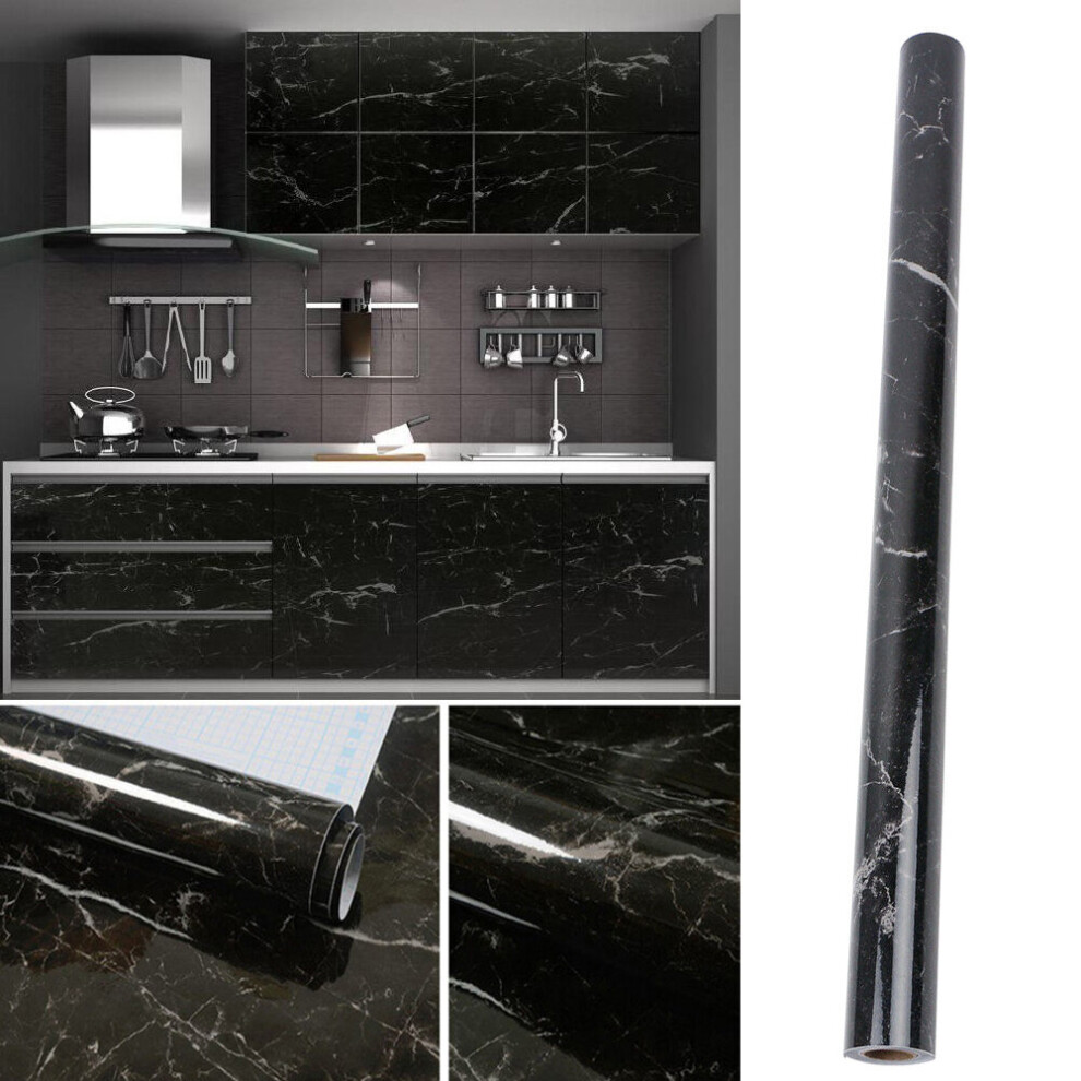 (Black) Kitchen Worktop Stickers Self Adhesive Wallpaper Vinyl Cupboard Furniture Cover