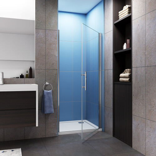 AICA (760mm) Frameless Pivot Shower Door Enclosure Glass 2
