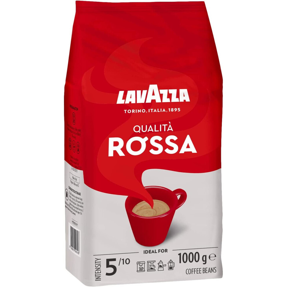 Lavazza Qualita Rossa, Arabica And Robusta Medium Roast Coffee Beans, 4X1kg