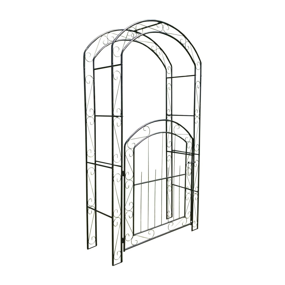 Metal Windsor Garden Arch with Gate and Fixing Pegs