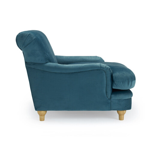 Plumpton Peacock Blue Upholstered Chair - Luxe Velvet with Chic Design 2