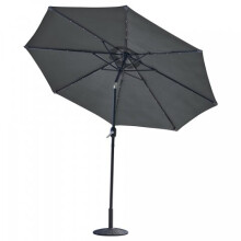 (Midnight Grey) Glamhaus Solar LED Garden Parasol
