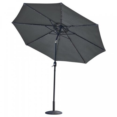 (Midnight Grey) Glamhaus Solar LED Garden Parasol