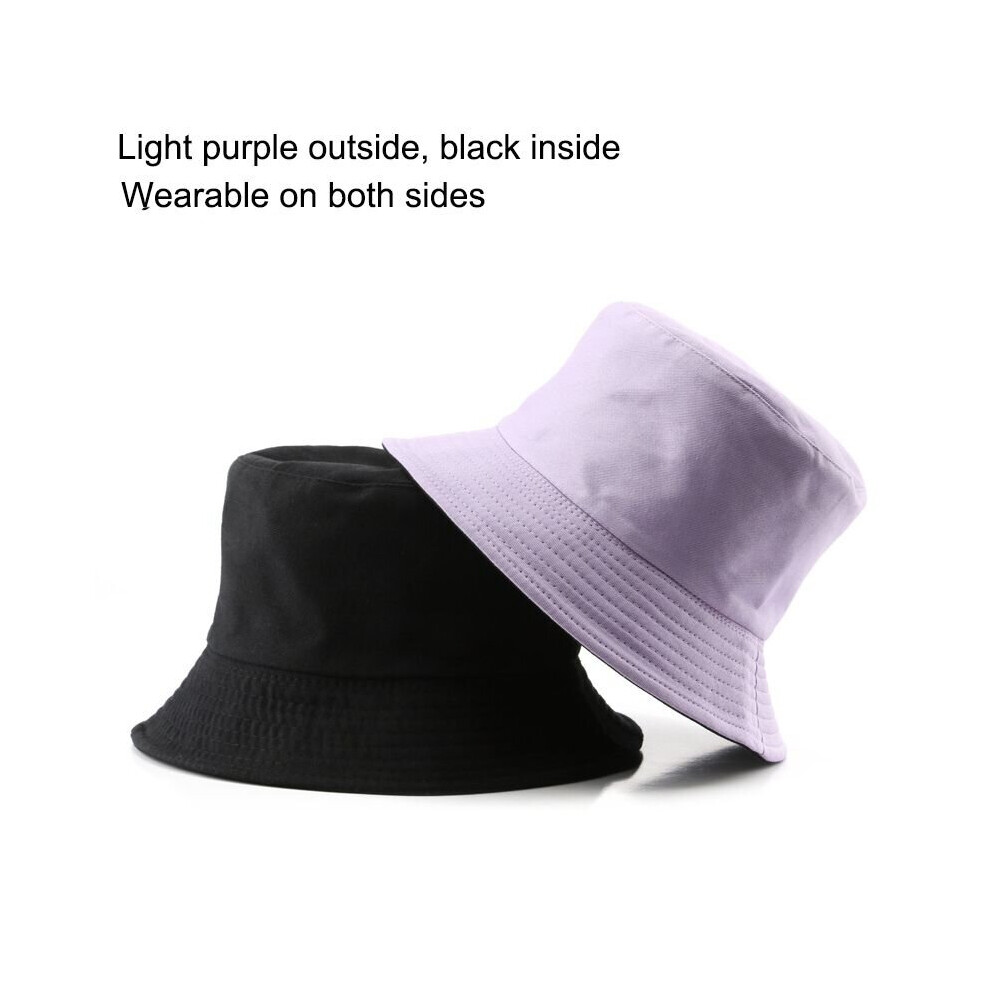 Women's Purple (Lightpurple) Double Sided Fisherman Hat Summer Sun Hat Basin Hat Panama Hat Bucket Hat