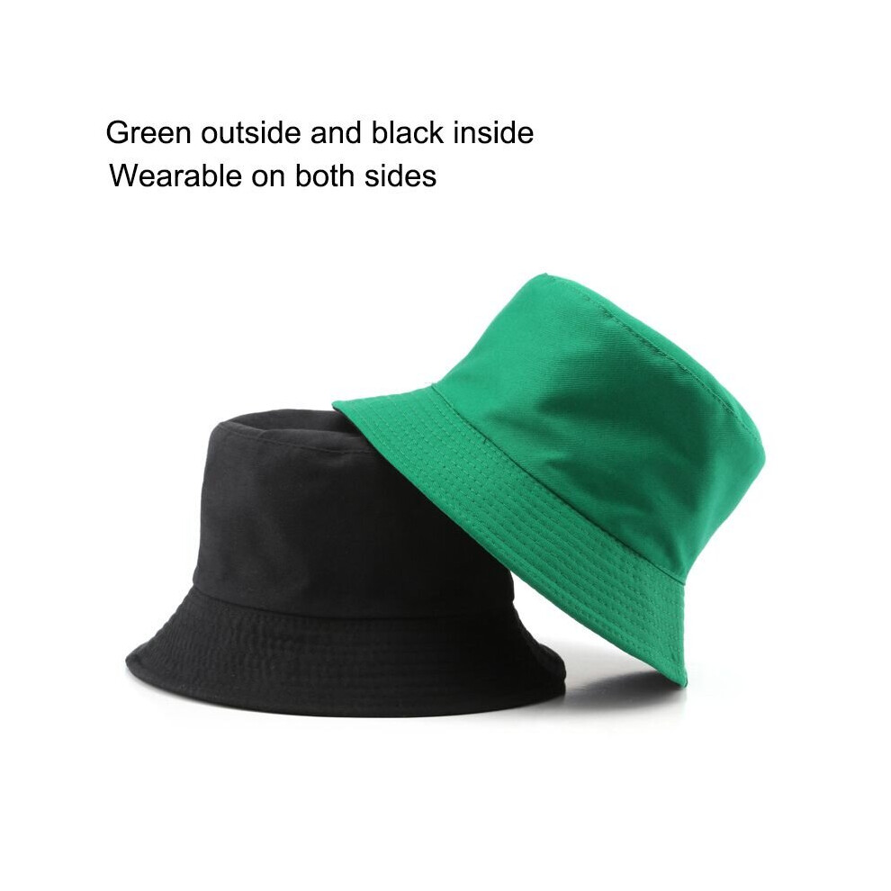 (Green) Double Sided Fisherman Hat Summer Sun Hat Basin Hat Panama Hat Bucket Hat