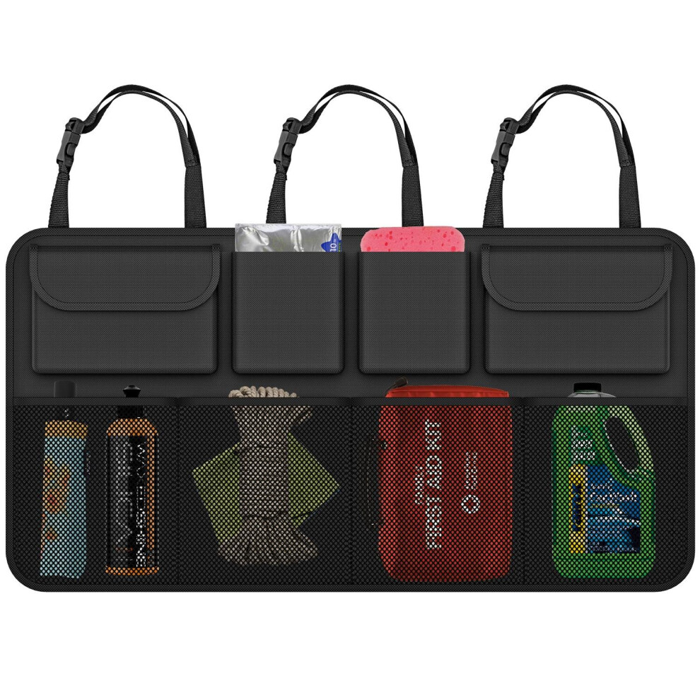 Vinsani Deluxe Car Boot Tidy Storage Bag Organiser Multi-Pocket Hanging Bag Back Seat Declutter Pouch Car Accessories