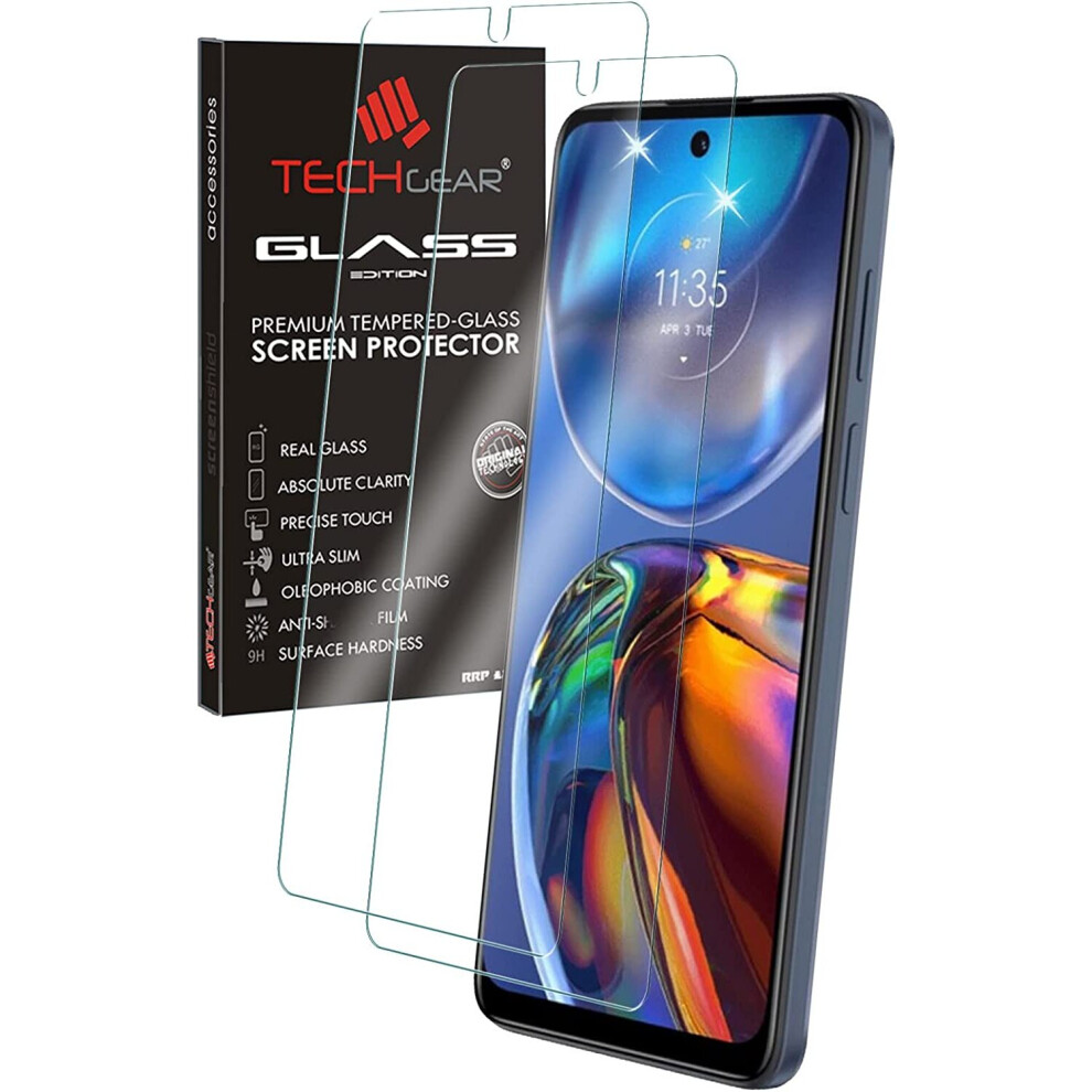 Techgear 2 Pack Of Glass Edition Compatible For Motorola Moto E32, Tempered Glass Screen Protector Covers [2.5D Round Edge] [9H...