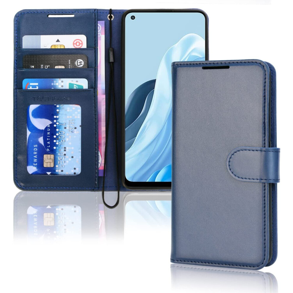 TECHGEAR Leather Wallet Case for Oppo Find X5 Lite 5G, Flip Protective Case Cover with Wallet Card Holder, Stand & Wrist Strap...