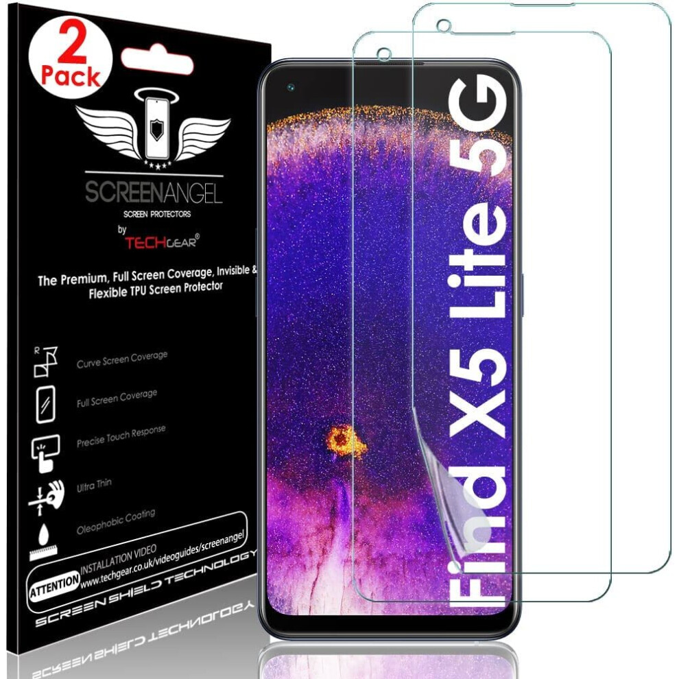 TECHGEAR [2 Pack Screen Protector fits Oppo Find X5 Lite 5G [Screen Angel Edition] [Case Friendly] [Bubble Free] [FULL Screen...