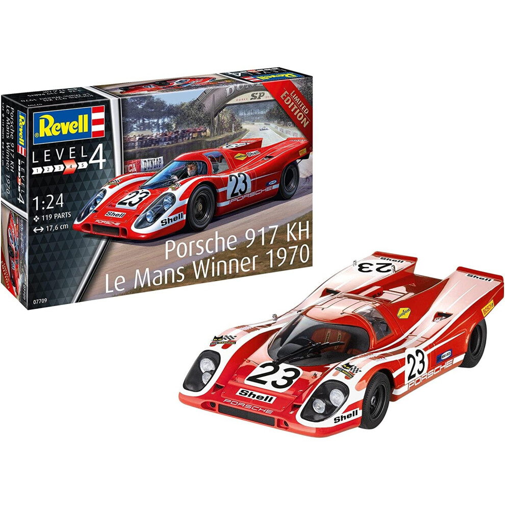 Revell 07709 Porsche 917K Le Mans Winner 1970 1:24 Scale Model Kit, Unpainted