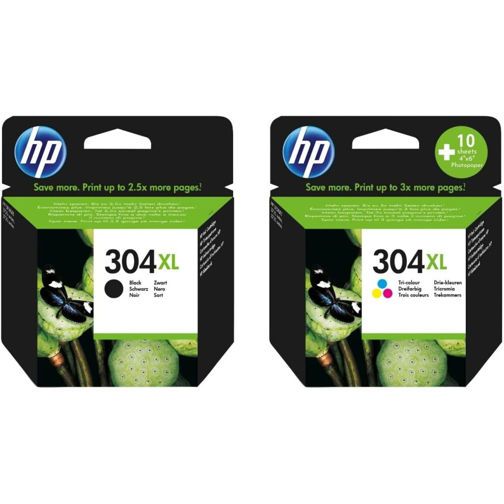 304 Hp Ink Cartridges 304XL Multipack Black And Colour N9K08AE & N9K07AE Ink Cartridges Valuepack With Navyred 10