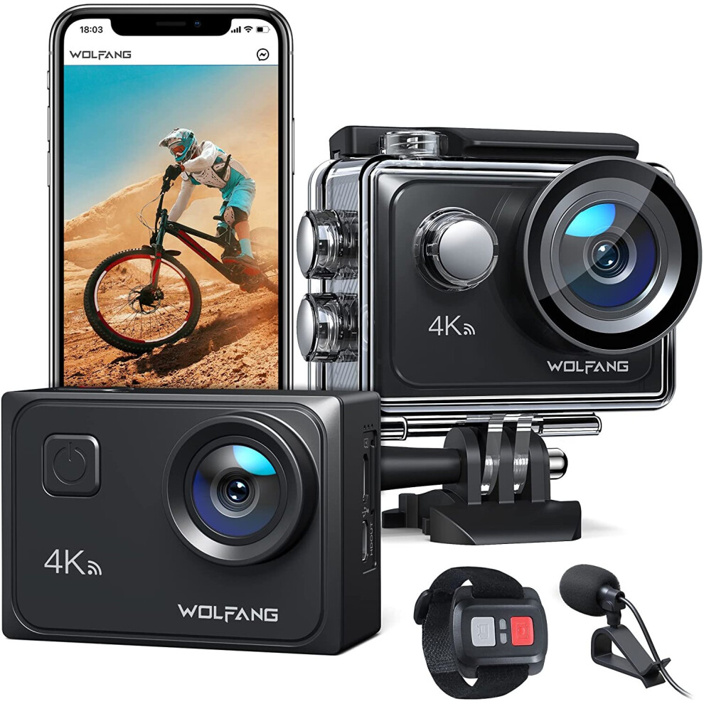 Action Camera 4K 60Fps 20Mp Wolfang Ga300, Wifi Eis Touch Screen Sport Camera, 8X Zoom Waterproof Camera 40M Underwater... 650380023948