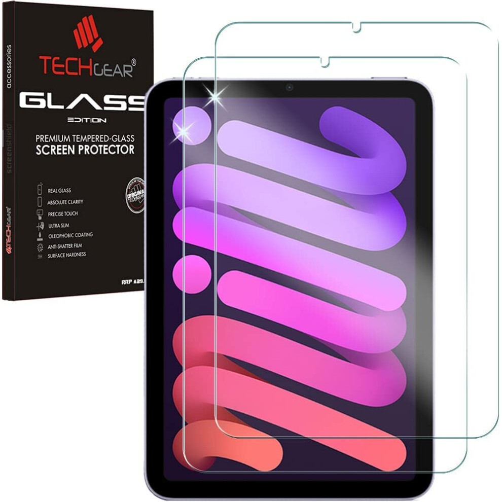 TECHGEAR [2 Pack iPad Mini 6, 6th Generation GLASS Edition, Tempered Glass Screen Protector [9H Toughness] [HD Clarity]...