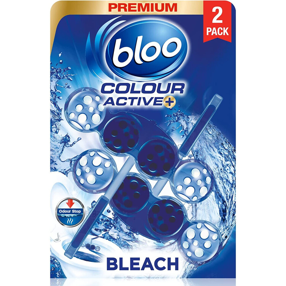 Bloo Colour Active Toilet Rim Block, Bleach, Twin Pack, 2 x 50g