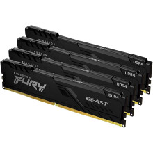 Kingston FURY Beast 128 GB (4 x 32 GB) 3600 MHz DDR4 CL18 Desktop Memory Kit of 4 KF436C18BBK4/128