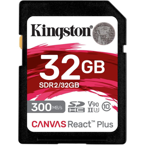 Kingston 32GB SDHC REACT PLUS UHS-II 300R/260W U3 V90 FULL HD/4K/8K