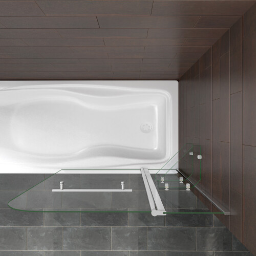 AICA 1200X1400mm Chrome 180?Pivot Bath Shower Screen With Glass 1