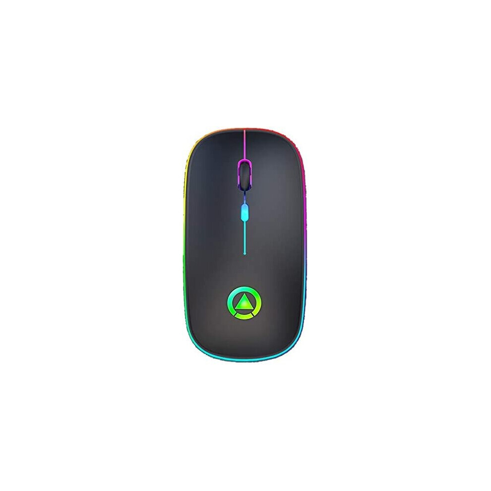 Ultra Slim Silent 2.4G Wireless Rechargeable Optical Mouse Lightweight Portable Rgb Colour Backlight Mouse For Laptop Pc... Black 5060907940675