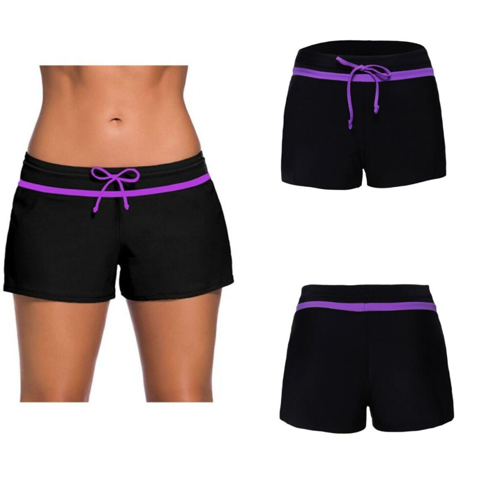 (BlackPurple, S) Women's Swimming Trunks Plus Size Shorts Swimsuit Panties Adjustable Swimwear-image-OPC-P9GH7G6-NEW