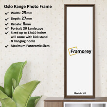 (12x8 Inch) Panoramic Style Walnut Picture Frame / Wall Art Photo Frame / Home Décor Frame / Photo Print Frame