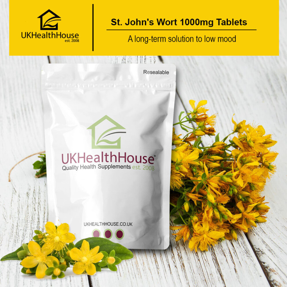 (St. John's Wort 1000mg 30 Tablets, High Strength St. John's Wort Double Strength) St. John's Wort 1000mg Tablets