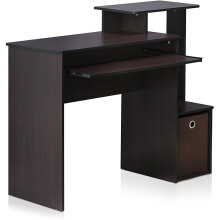 Furinno Econ Multipurpose Home Office Computer Writing Desk, Computer Desk, Study Desk, w/Bin, Dark Walnut, 100.1 (W) x 86.6 (H) x 39.9 (D) cm