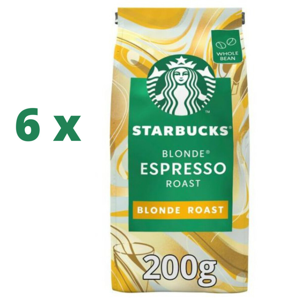 CASE OF 6 x Starbucks BLONDE Espresso Roast Beans 200g BBE 13/1/23