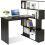 Meerveil L Shaped Computer Desk, Corner Desk, 360 Degree Rotatable Shelves, Space Saving Table w/ Spacious Storage for Home Office Workstation Study 1