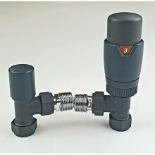 Oslo Anthracite TRV Angled Radiator & Towel Rail Valve 1/2'' - 15mm