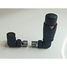 Kiev Matt Black Central Heating radiator ot Towel Rail Corner Valve,
