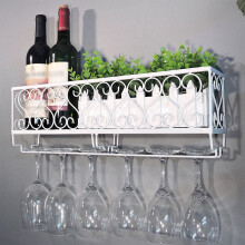 Wall Mounted Metal Wine Glass Rack Drink Bottle Holder Bar Storage Display Shelf