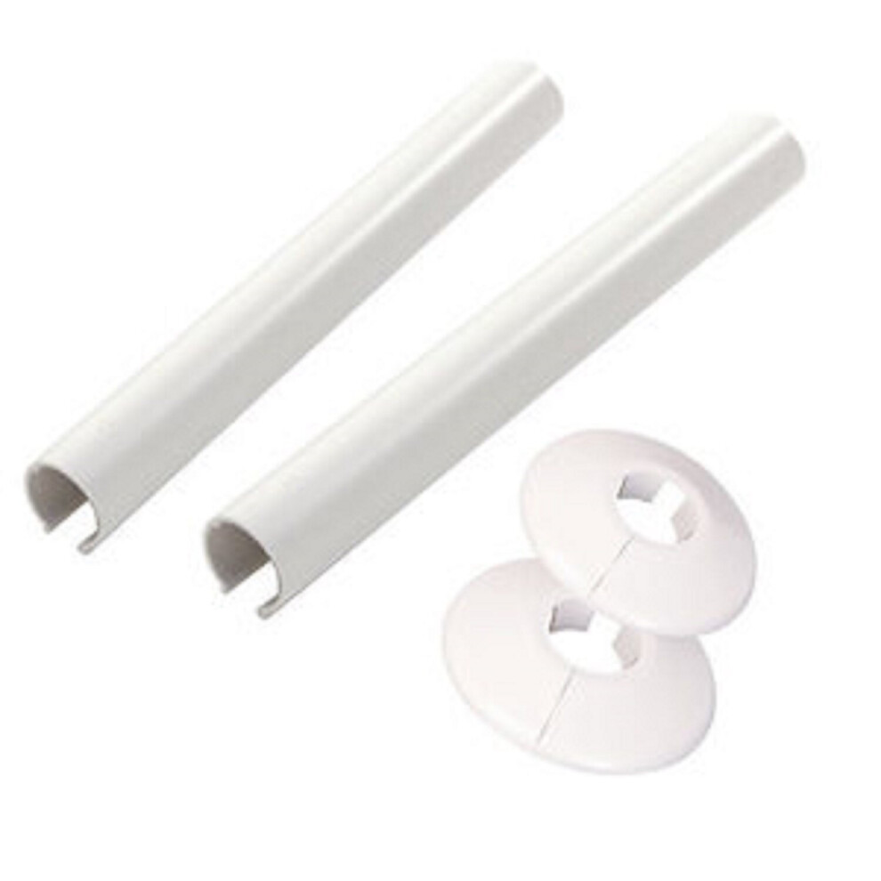 White Radiator Pipe Covers Snapfit 2 Pack 200Mm Long 15Mm Pipe 3233824122581