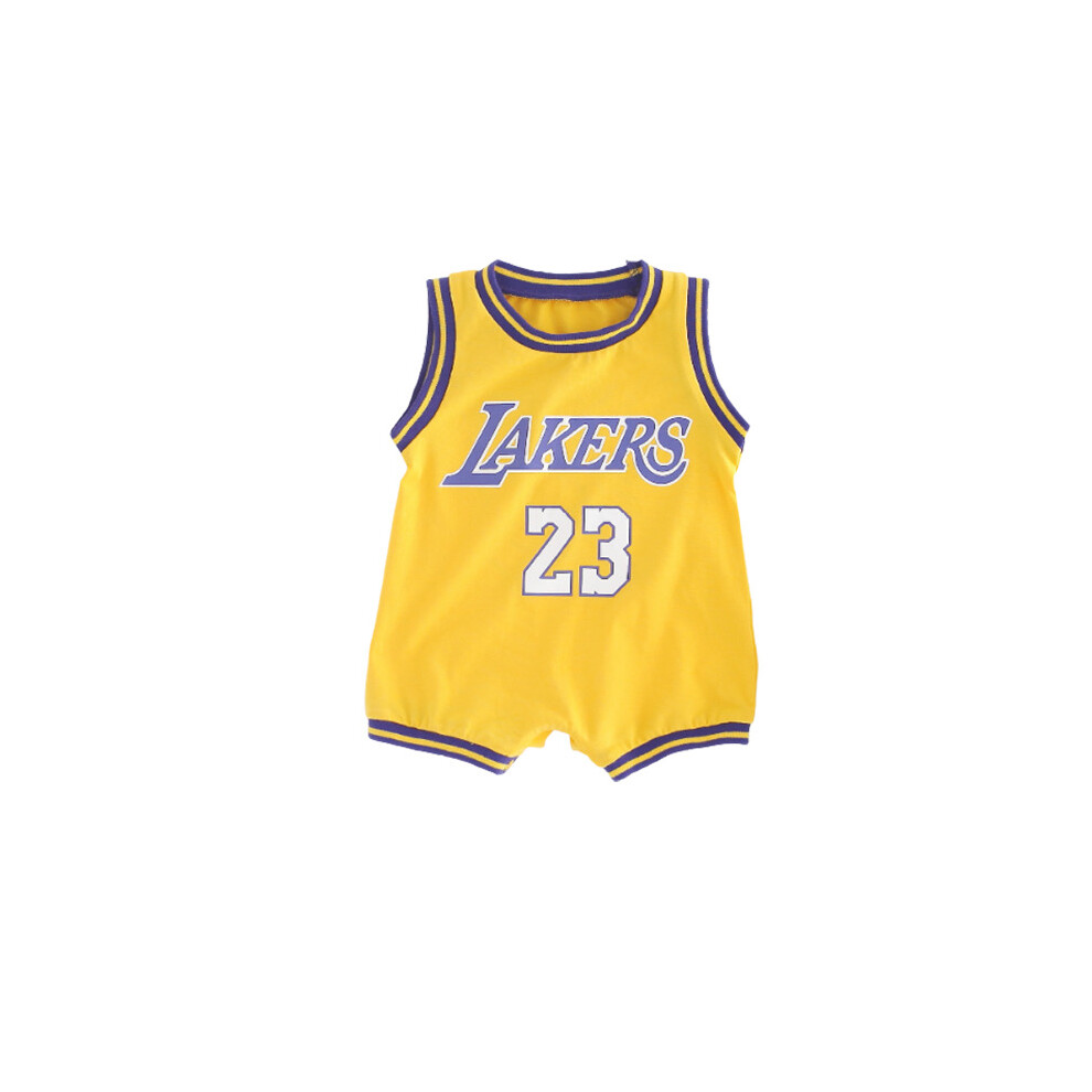 (Yellow 23 James, 68cm) Infant Baby Boy Girls Clothes Summer Basketball Outfit Sport Baby Rompers
