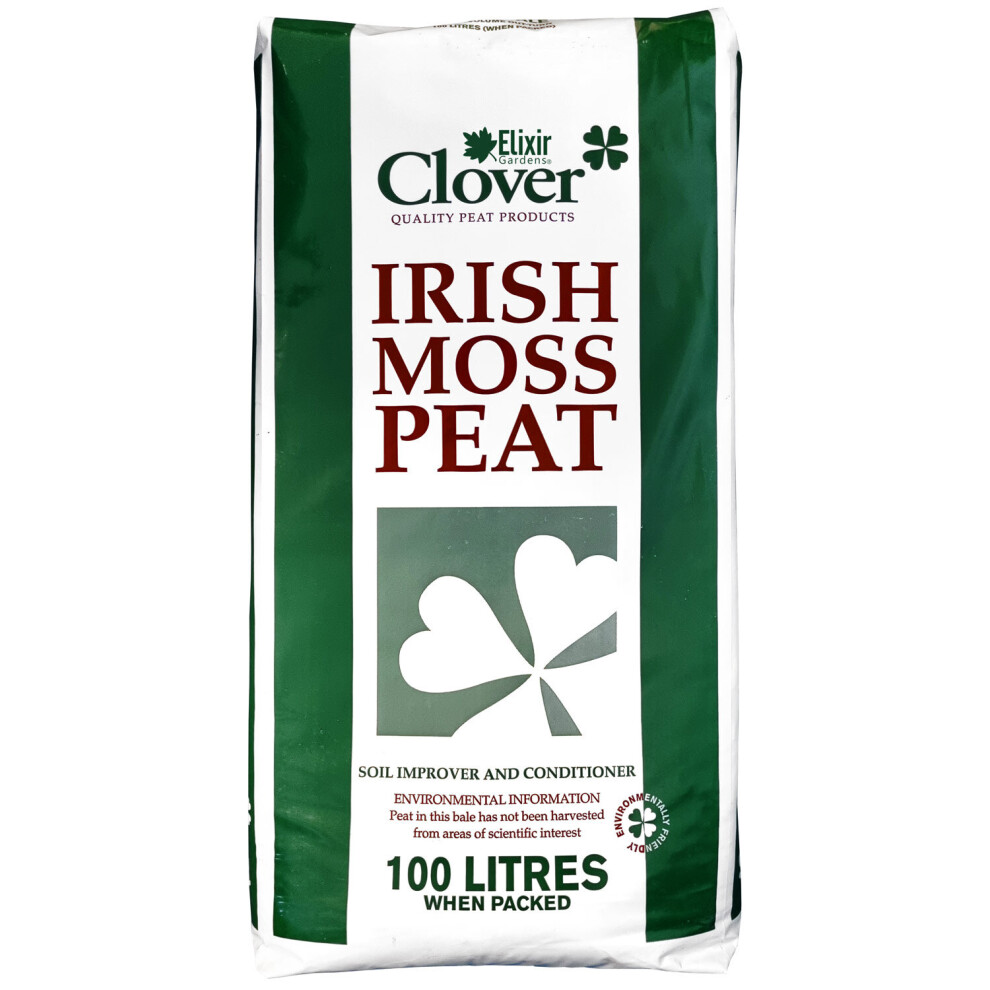 Elixir Gardens Clover High Quality Irish Sphagnum Moss Peat Soil Improver x 1 Bale (100L)