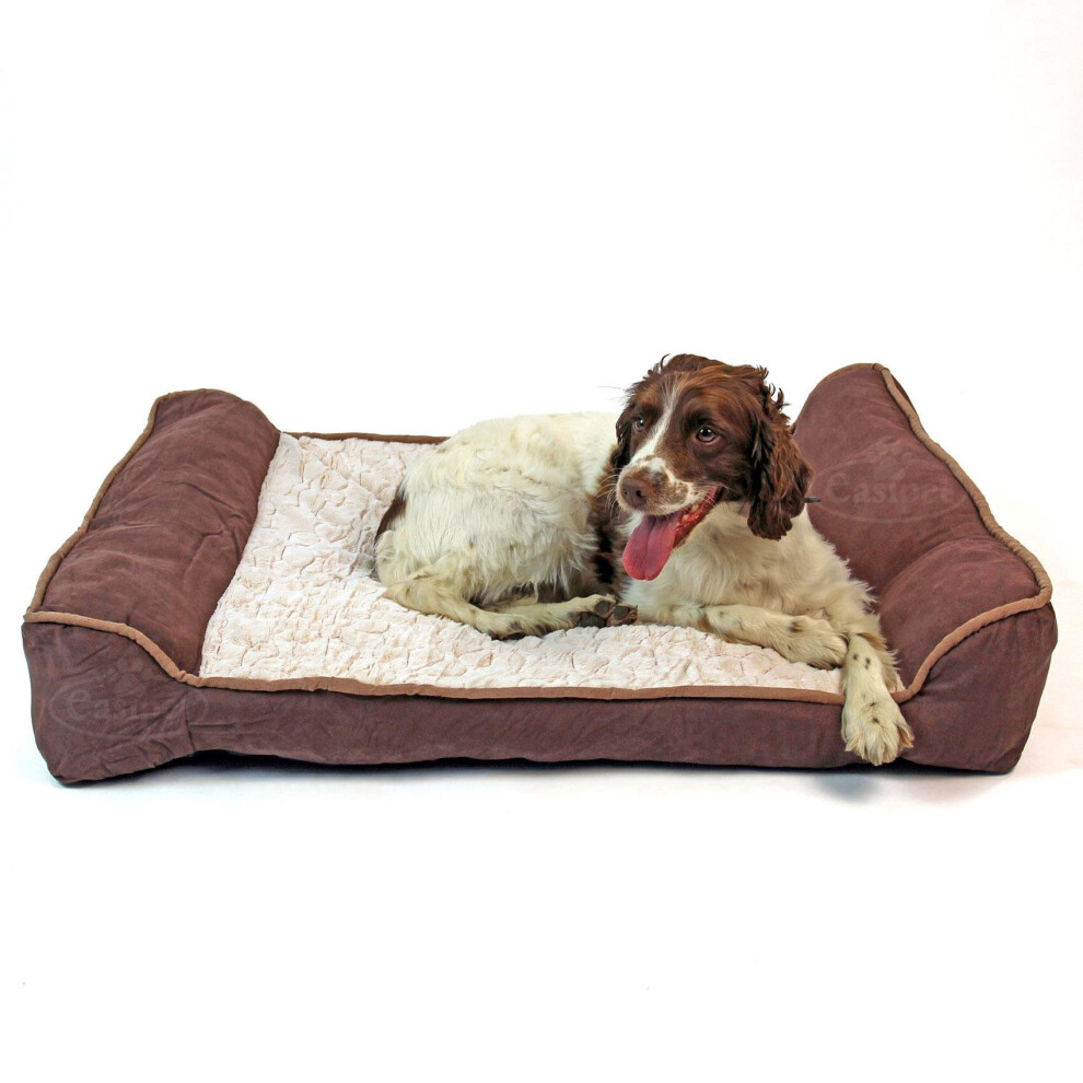 Large Dog bed with Orthopaedic Pillow Cushion in Brown/cream