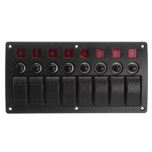 8 Gang Waterproof Car Auto Boat Marine LED Rocker Switch Panel Circuit Breakers 1