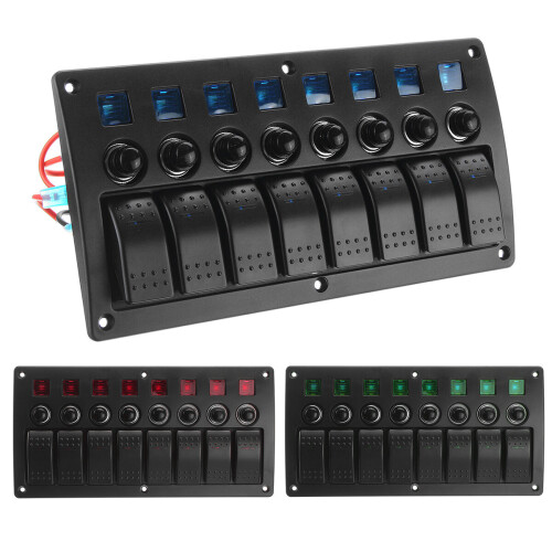 8 Gang Waterproof Car Auto Boat Marine LED Rocker Switch Panel Circuit Breakers 2