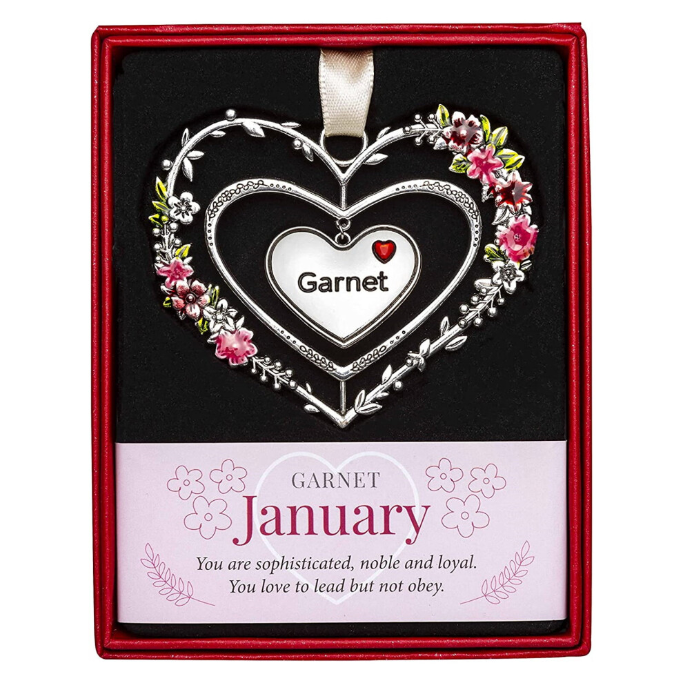 Milford Collection Gemstone Hearts Sentimental Hanging Heart - January Garnet