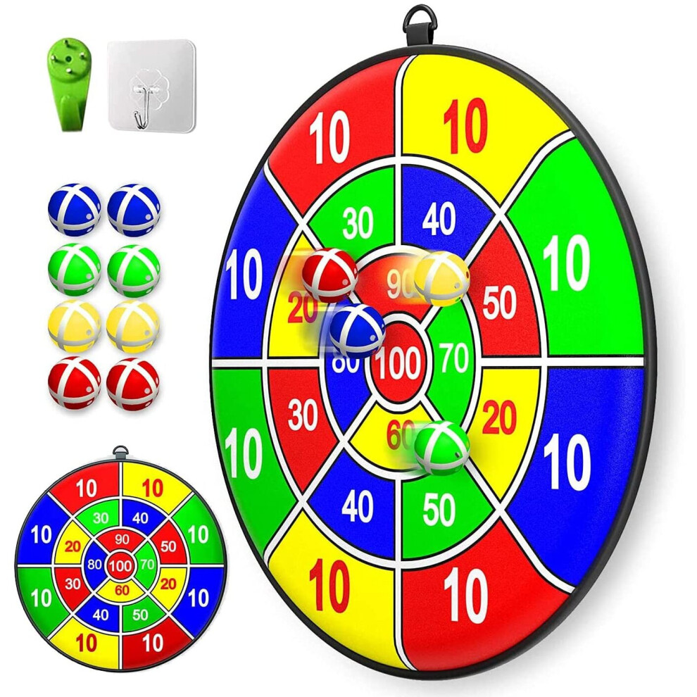 kids dart board set,Toy Sports Double Sided with Sticky Balls,Indoor Outdoor Party Games Toys Gifts for 4-12 Year Old