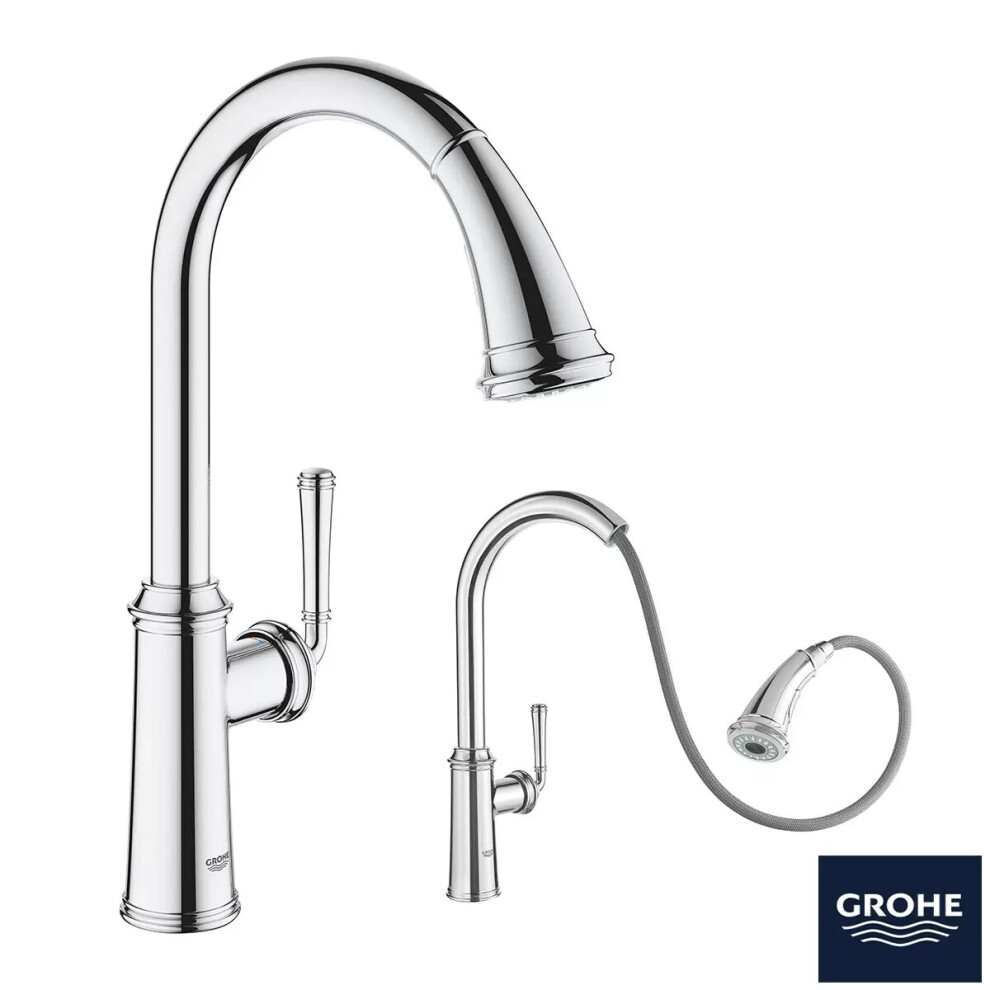 GROHE Gloucester C-Spout Dual Spray Pull Out Tap