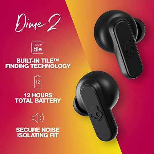 Skullcandy Skullcandy Dime 2 Auricolari wireless in-ear Microfono con batteria da 12 ore Funziona con iPhone Android e dispositivi Bluetooth - Nero 1