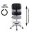 KKTONER Swivel Round Rolling Stool PU Leather with Adjustable Foot Rest, Height Adjustable Task Work Drafting Chair with Back (Black) 4