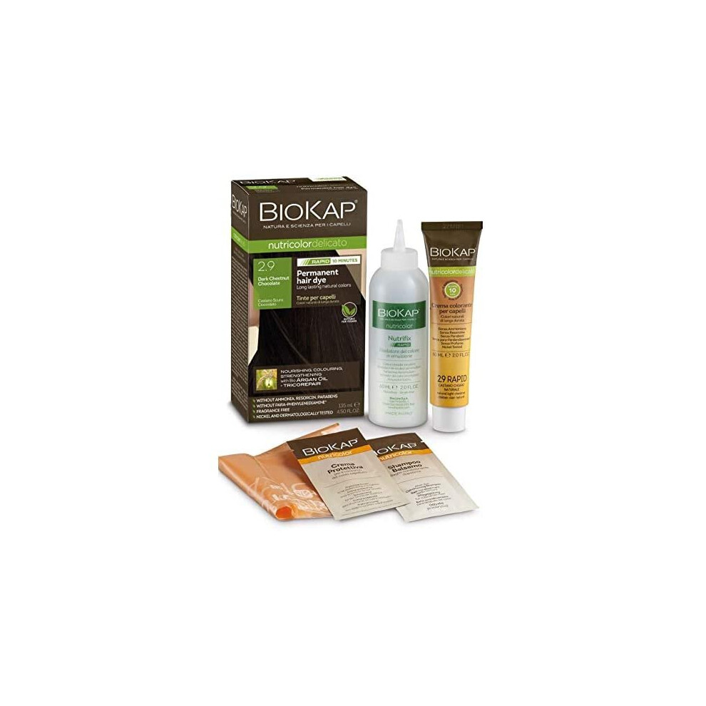 Biokap Brown Dark Chocolate Chestnut 2.9 Rapid Hair Dye 135 Ml - Works In Just 10 Mins, Permanent, Vegan & Natural Nourishing Formula Suitable For