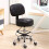 KKTONER Swivel Round Rolling Stool PU Leather with Adjustable Foot Rest, Height Adjustable Task Work Drafting Chair with Back (Black) 2