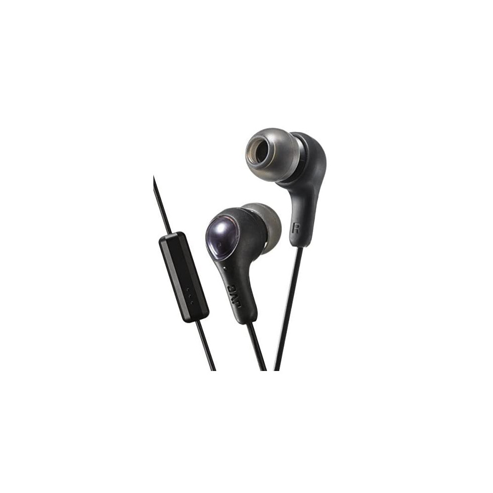 JVC Gumy Plus In Ear Headphones Earphones with Bass Boost, Comfortable Earbuds and Built In Mic and Remote for Call Handling, Black