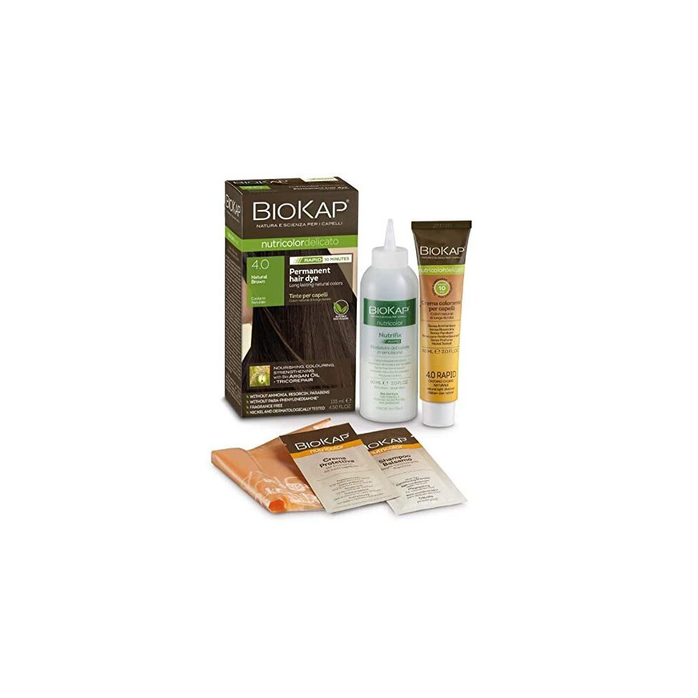 Biokap Brown Natural 4.0 Rapid Hair Dye 135 Ml - Works In Just 10 Mins, Permanent, Vegan & Natural Nourishing Formula Suitable For Sensitive